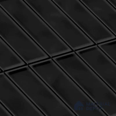 Faux Subway Wall Tile TL 04687 J Vertiline Brick Solara Velvet Black 2 ft x 1 ft Ceramic Glossy Finish - 9 mm | Suitable For Kitchen, Bathroom Walls and Backsplashes | Please Expect a Slight Variation of Pattern
