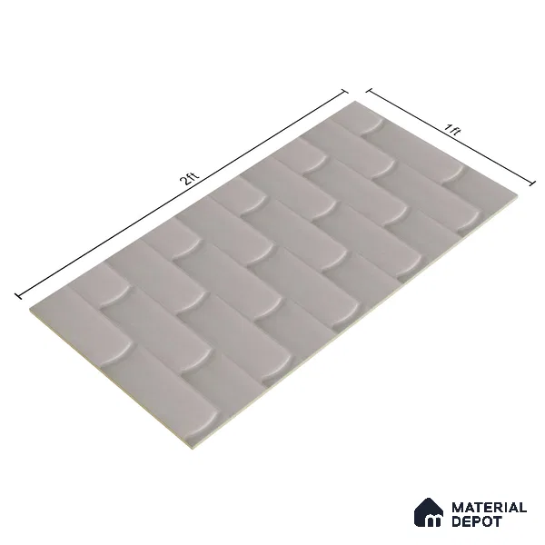 Faux Subway Wall Tile TL 04692 C Gradient Solara Dove Grey 2 ft x 1 ft Ceramic Glossy Finish - 9 mm | Suitable For Kitchen, Bathroom Walls and Backsplashes | Please Expect a Slight Variation of Pattern (Sample)