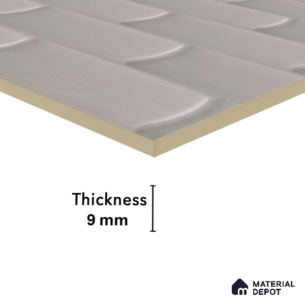 Faux Subway Wall Tile TL 04692 C Gradient Solara Dove Grey 2 ft x 1 ft Ceramic Glossy Finish - 9 mm | Suitable For Kitchen, Bathroom Walls and Backsplashes | Please Expect a Slight Variation of Pattern (Sample)