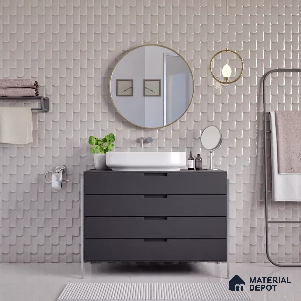 Faux Subway Wall Tile TL 04692 C Gradient Solara Dove Grey 2 ft x 1 ft Ceramic Glossy Finish - 9 mm | Suitable For Kitchen, Bathroom Walls and Backsplashes | Please Expect a Slight Variation of Pattern (Sample)