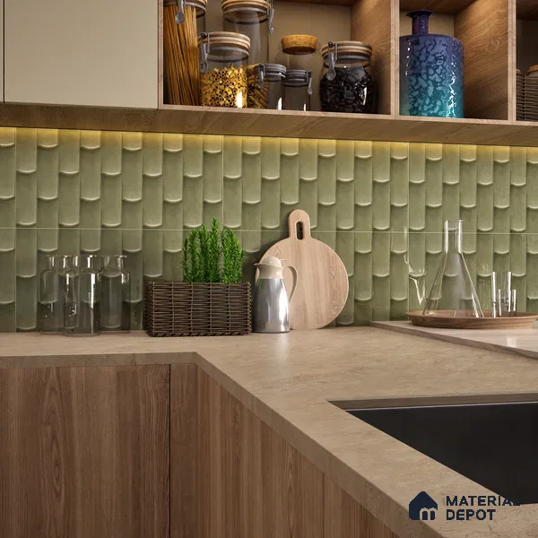 Faux Subway Wall Tile TL 04692 D Gradient Solara Grey Thunder 2 ft x 1 ft Ceramic Glossy Finish - 9 mm | Suitable For Kitchen, Bathroom Walls and Backsplashes | Please Expect a Slight Variation of Pattern (Sample)