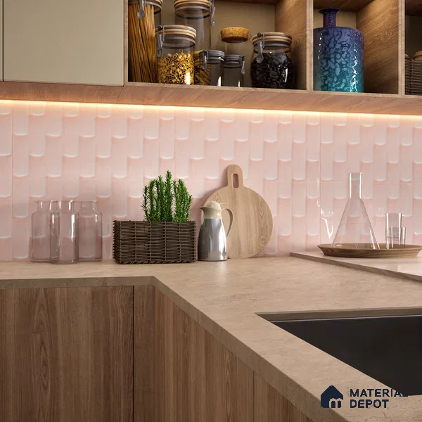 Faux Subway Wall Tile TL 04692 E Gradient Solara Portmore Pink 2 ft x 1 ft Ceramic Glossy Finish - 9 mm | Suitable For Kitchen, Bathroom Walls and Backsplashes | Please Expect a Slight Variation of Pattern (Sample)