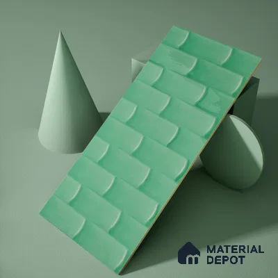 Faux Subway Wall Tile TL 04692 F Gradient Solara Savage Green 2 ft x 1 ft Ceramic Glossy Finish - 9 mm | Suitable For Kitchen, Bathroom Walls and Backsplashes | Please Expect a Slight Variation of Pattern (Sample)