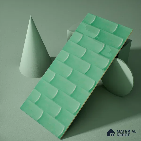 Faux Subway Wall Tile TL 04692 F Gradient Solara Savage Green 2 ft x 1 ft Ceramic Glossy Finish - 9 mm | Suitable For Kitchen, Bathroom Walls and Backsplashes | Please Expect a Slight Variation of Pattern (Sample)