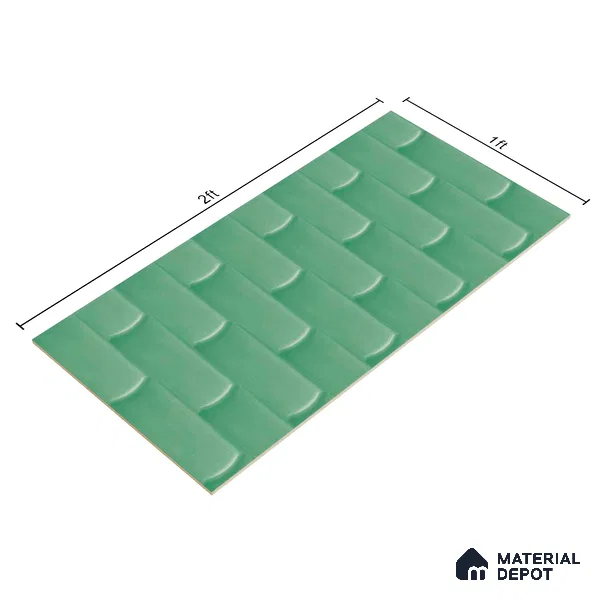 Faux Subway Wall Tile TL 04692 F Gradient Solara Savage Green 2 ft x 1 ft Ceramic Glossy Finish - 9 mm | Suitable For Kitchen, Bathroom Walls and Backsplashes | Please Expect a Slight Variation of Pattern (Sample)