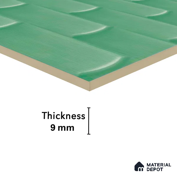 Faux Subway Wall Tile TL 04692 F Gradient Solara Savage Green 2 ft x 1 ft Ceramic Glossy Finish - 9 mm | Suitable For Kitchen, Bathroom Walls and Backsplashes | Please Expect a Slight Variation of Pattern (Sample)
