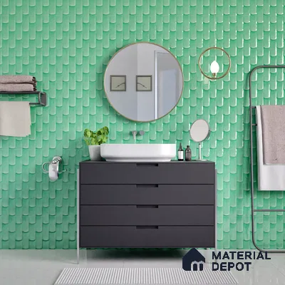 Faux Subway Wall Tile TL 04692 F Gradient Solara Savage Green 2 ft x 1 ft Ceramic Glossy Finish - 9 mm | Suitable For Kitchen, Bathroom Walls and Backsplashes | Please Expect a Slight Variation of Pattern (Sample)