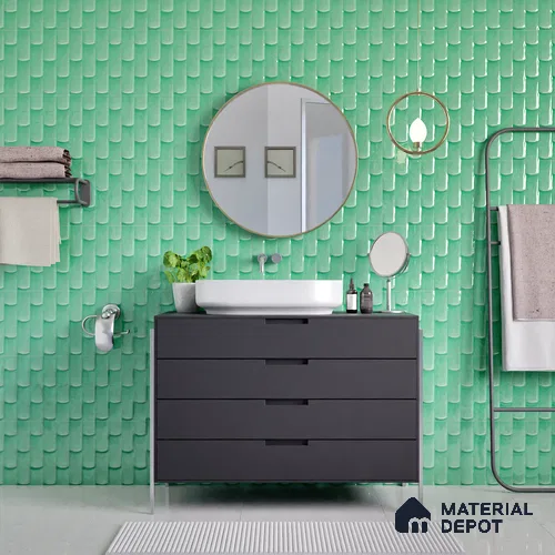 Faux Subway Wall Tile TL 04692 F Gradient Solara Savage Green 2 ft x 1 ft Ceramic Glossy Finish - 9 mm | Suitable For Kitchen, Bathroom Walls and Backsplashes | Please Expect a Slight Variation of Pattern