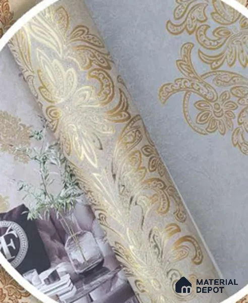 228121 | 10 Meter x 21 Inches Damask Look Wallpaper - 57.41 Sq. Ft. | Minimum 15% wastage during installation