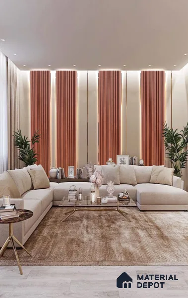 Red Plain Colour Louver 257 STER (257) 8 ft x 4 ft MDF Panel - 12 mm | Suitable for Feature Wall, TV Unit & Living Room | Width is Subjected to 5% Variation