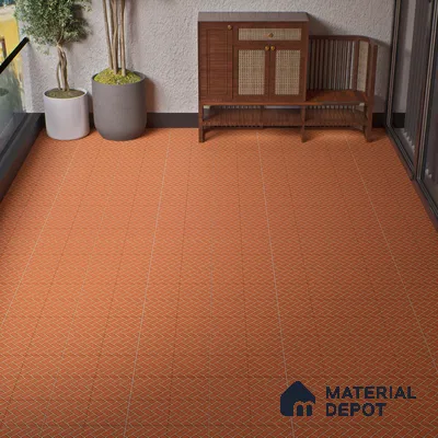 Parking Floor Tile TL 00420 Geometric Brown 16 x 16 inch Vitrified Anti Skid Matte Finish Heavy Duty Tile - 12 mm | Suitable For Balcony, Terrace, Pathways | Pattern Alignment May Vary | 2-3 mm Spacer is Mandatory