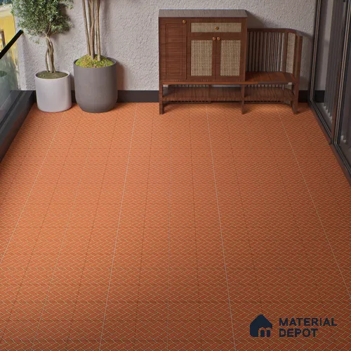 Parking Floor Tile TL 00420 Geometric Brown 16 x 16 inch Vitrified Anti Skid Matte Finish Heavy Duty Tile - 12 mm | Suitable For Balcony, Terrace, Pathways | Pattern Alignment May Vary | 2-3 mm Spacer is Mandatory