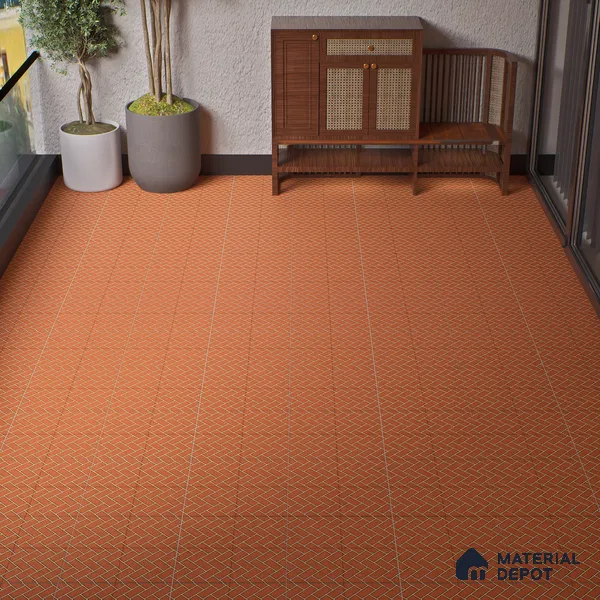 Parking Floor Tile TL 00420 Geometric Brown 16 x 16 inch Vitrified Anti Skid Matte Finish Heavy Duty Tile - 12 mm | Suitable For Balcony, Terrace, Pathways | Pattern Alignment May Vary | 2-3 mm Spacer is Mandatory