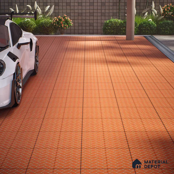 Parking Floor Tile TL 00420 Geometric Brown 16 x 16 inch Vitrified Anti Skid Matte Finish Heavy Duty Tile - 12 mm | Suitable For Balcony, Terrace, Pathways | Pattern Alignment May Vary | 2-3 mm Spacer is Mandatory