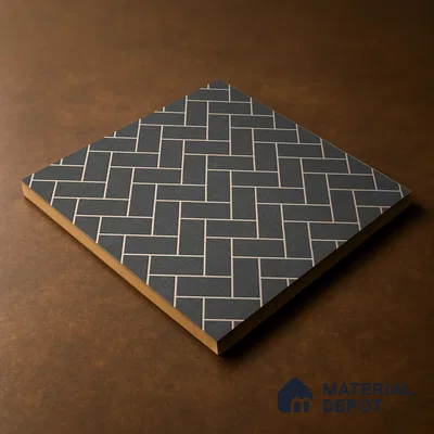 Parking Floor Tile TL 00421 Geometric Black 16 x 16 inch Vitrified Anti Skid Matte Finish Heavy Duty Tile - 12 mm | Suitable For Balcony, Terrace, Pathways | Pattern Alignment May Vary | 2-3 mm Spacer is Mandatory