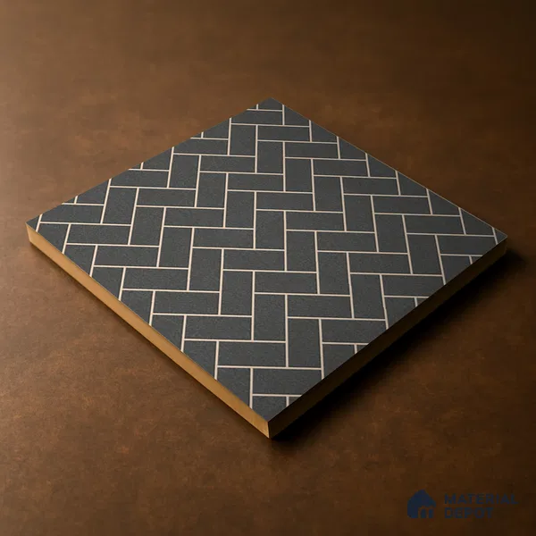 Parking Floor Tile TL 00421 Geometric Black 16 x 16 inch Vitrified Anti Skid Matte Finish Heavy Duty Tile - 12 mm | Suitable For Balcony, Terrace, Pathways | Pattern Alignment May Vary | 2-3 mm Spacer is Mandatory