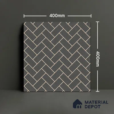 Parking Floor Tile TL 00421 Geometric Black 16 x 16 inch Vitrified Anti Skid Matte Finish Heavy Duty Tile - 12 mm | Suitable For Balcony, Terrace, Pathways | Pattern Alignment May Vary | 2-3 mm Spacer is Mandatory