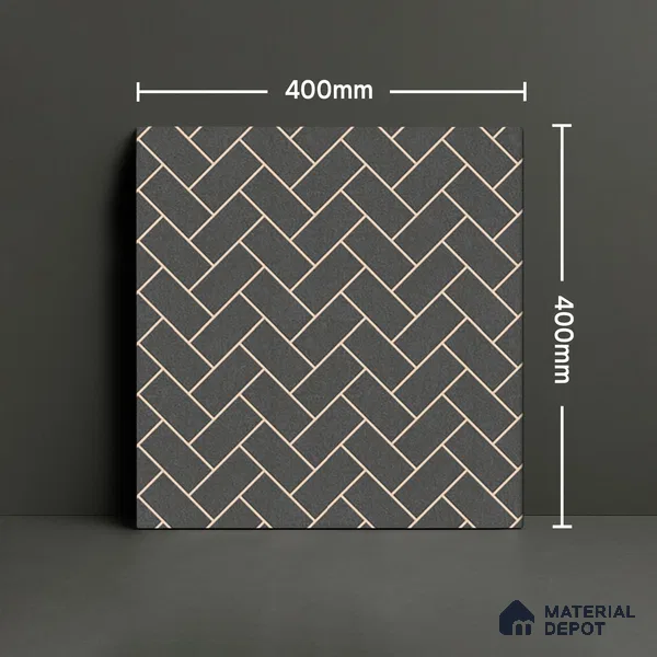 Parking Floor Tile TL 00421 Geometric Black 16 x 16 inch Vitrified Anti Skid Matte Finish Heavy Duty Tile - 12 mm | Suitable For Balcony, Terrace, Pathways | Pattern Alignment May Vary | 2-3 mm Spacer is Mandatory