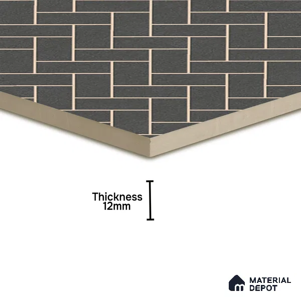 Parking Floor Tile TL 00421 Geometric Black 16 x 16 inch Vitrified Anti Skid Matte Finish Heavy Duty Tile - 12 mm | Suitable For Balcony, Terrace, Pathways | Pattern Alignment May Vary | 2-3 mm Spacer is Mandatory