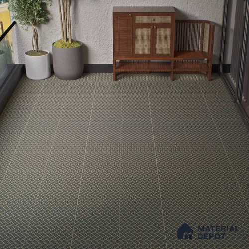 Parking Floor Tile TL 00421 Geometric Black 16 x 16 inch Vitrified Anti Skid Matte Finish Heavy Duty Tile - 12 mm | Suitable For Balcony, Terrace, Pathways | Pattern Alignment May Vary | 2-3 mm Spacer is Mandatory