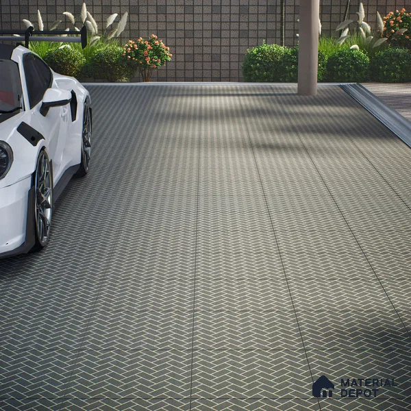 Parking Floor Tile TL 00421 Geometric Black 16 x 16 inch Vitrified Anti Skid Matte Finish Heavy Duty Tile - 12 mm | Suitable For Balcony, Terrace, Pathways | Pattern Alignment May Vary | 2-3 mm Spacer is Mandatory