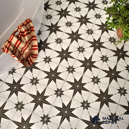 Moroccan Floor & Wall Athangudi Tile TL 04353 Choco Brown 1 ft x 1 ft Matte Finish Ceramic Tile - 9 mm | Suitable For Kitchen, Bathroom, Dining Area | Please Expect a Slight Variation of Pattern