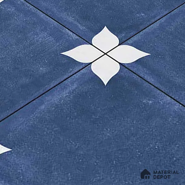 Moroccan Floor & Wall Tile TL 04354 C Athangudi Blue Matte Finish 1 ft x 1 ft Ceramic Tile - 9 mm | Suitable For Kitchen, Bathroom, Dining Area | Please Expect a Slight Variation of Pattern