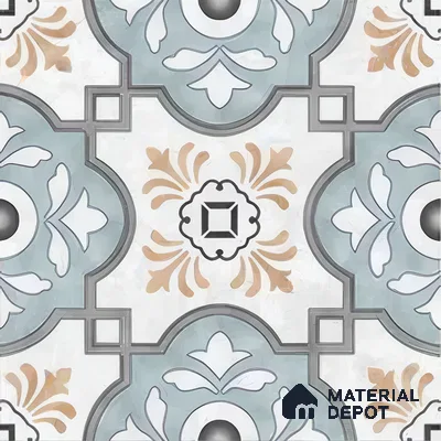 Moroccan Floor & Wall Tile TL 04355 Sky Blue 1 ft x 1 ft Matte Finish Ceramic Tile - 9 mm | Suitable For Kitchen, Bathroom, Dining Area | Please Expect a Slight Variation of Pattern
