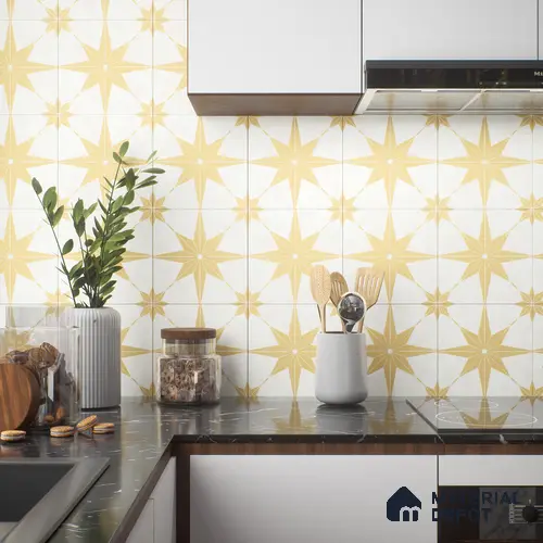 Moroccan Floor & Wall Athangudi Tile TL 04357 Choco Orange 1 ft x 1 ft Matte Finish Ceramic Tile - 9 mm | Suitable For Kitchen, Bathroom, Dining Area | Please Expect a Slight Variation of Pattern