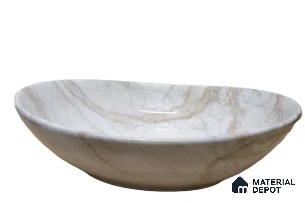 Veyora Sink BS 00145 Desert Vein 330 x 406 x 130 mm Circular Ceramic Glossy Finish Designer Basin - 130 mm | Suitable For Bathroom, Vanity & Utility Areas