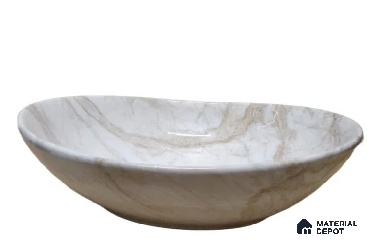 Veyora Sink BS 00145 Desert Vein 330 x 406 x 130 mm Circular Ceramic Glossy Finish Designer Basin - 130 mm | Suitable For Bathroom, Vanity & Utility Areas