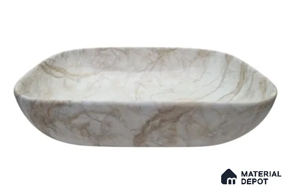 Veyora Sink BS 00134 Sand Marble 330 x 457 x 120 mm Circular Ceramic Glossy Finish Designer Basin - 120 mm | Suitable For Bathroom, Vanity & Utility Areas
