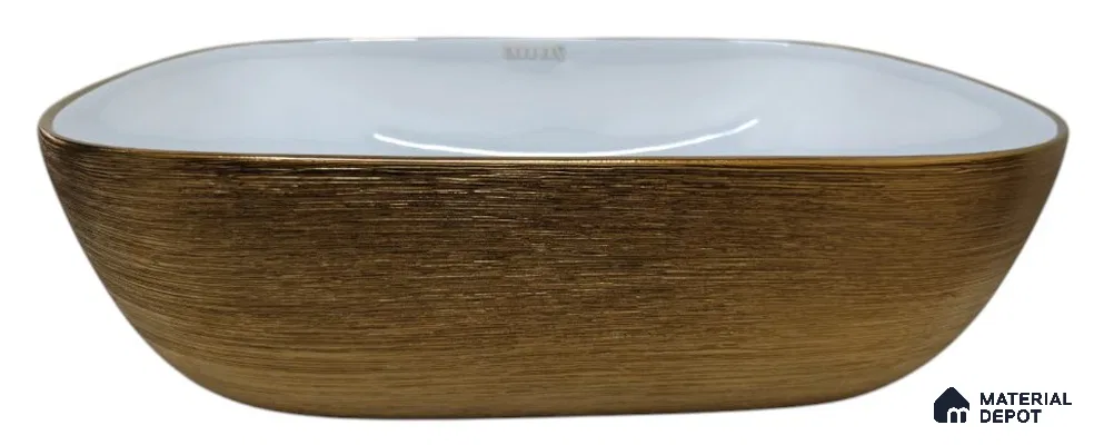Veyora Sink BS 00127 Brushed Bronze 330 x 457 x 135 mm Rectangular Ceramic Glossy Finish Designer Basin - 135 mm | Suitable For Bathroom, Vanity & Utility Areas