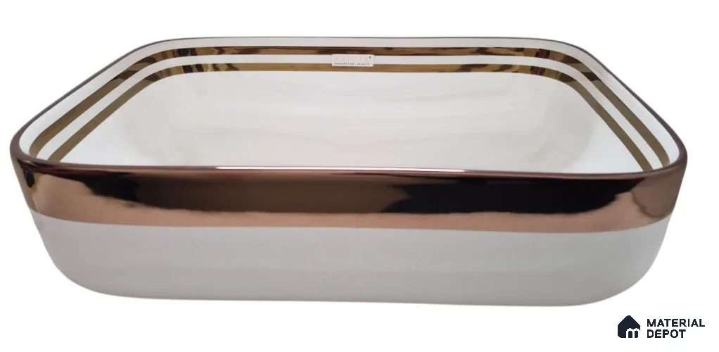 Veyora Sink BS 00124 Rose Belt 330 x 457 x 140 mm Rectangular Ceramic Glossy Finish Designer Basin - 140 mm | Suitable For Bathroom, Vanity & Utility Areas