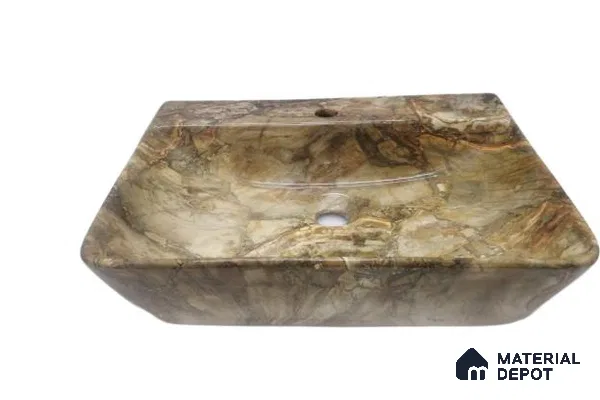 Veyora Sink BS 00141 Amber Onyx 356 x 457 x 120 mm Rectangular Ceramic Glossy Finish Designer Basin - 120 mm | Suitable For Bathroom, Vanity & Utility Areas