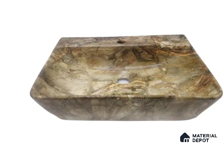 Veyora Sink BS 00141 Amber Onyx 356 x 457 x 120 mm Rectangular Ceramic Glossy Finish Designer Basin - 120 mm | Suitable For Bathroom, Vanity & Utility Areas