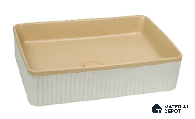 Veyora Sink BS 00171 Peach Flute 356 x 508 mm Rectangular Ceramic Matte Finish Designer Basin | Suitable For Bathroom, Vanity & Utility Areas