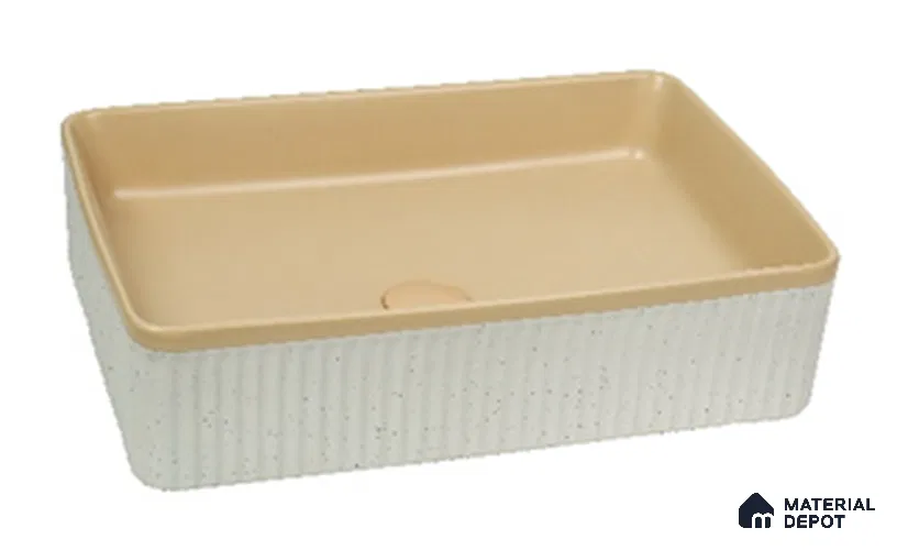 Veyora Sink BS 00171 Peach Flute 356 x 508 mm Rectangular Ceramic Matte Finish Designer Basin | Suitable For Bathroom, Vanity & Utility Areas