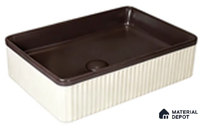 Veyora Sink BS 00161 Espresso Flute 356 x 508 mm Rectangular Ceramic Matte Finish Designer Basin | Suitable For Bathroom, Vanity & Utility Areas