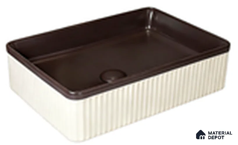 Veyora Sink BS 00161 Espresso Flute 356 x 508 mm Rectangular Ceramic Matte Finish Designer Basin | Suitable For Bathroom, Vanity & Utility Areas