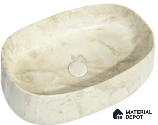 Veyora Sink BS 00157 Champagne Marble 356 x 559 mm Rectangular Ceramic Matte Finish Designer Basin | Suitable For Bathroom, Vanity & Utility Areas