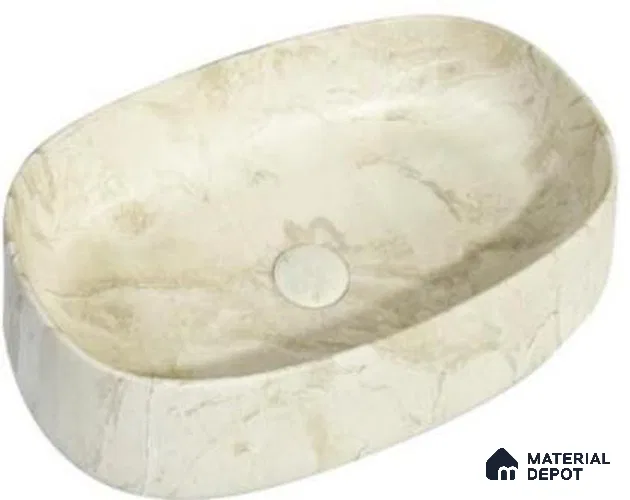 Veyora Sink BS 00157 Champagne Marble 356 x 559 mm Rectangular Ceramic Matte Finish Designer Basin | Suitable For Bathroom, Vanity & Utility Areas