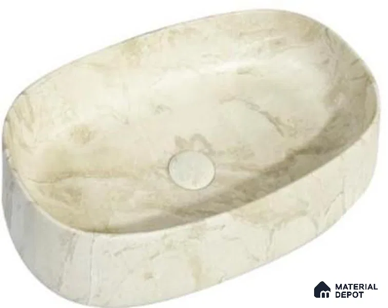 Veyora Sink BS 00157 Champagne Marble 356 x 559 mm Rectangular Ceramic Matte Finish Designer Basin | Suitable For Bathroom, Vanity & Utility Areas