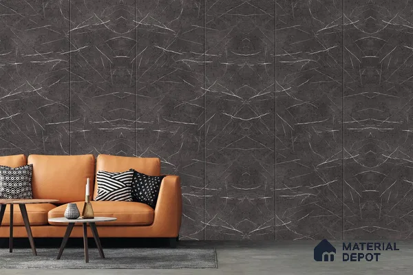 Grey Marble Look 3744 SMR 8 ft x 4 ft High Gloss Finish Decorative Laminate - 1 mm | Suitable for TV Unit, Wardrobe, Kitchen Cabinets