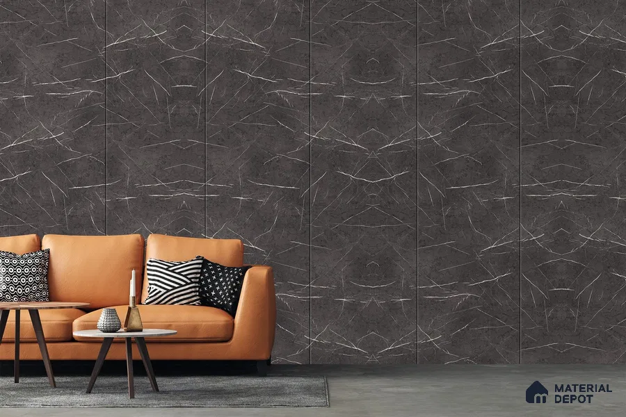 Grey Marble Look 3744 SMR 8 ft x 4 ft High Gloss Finish Decorative Laminate - 1 mm | Suitable for TV Unit, Wardrobe, Kitchen Cabinets