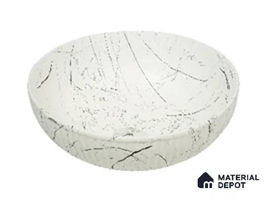 Veyora Sink BS 00164 Arctic Vein 381 x 381 mm Circular Ceramic Matte Finish Designer Basin | Suitable For Bathroom, Vanity & Utility Areas