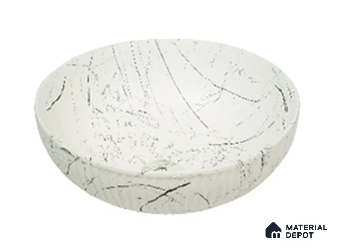 Veyora Sink BS 00164 Arctic Vein 381 x 381 mm Circular Ceramic Matte Finish Designer Basin | Suitable For Bathroom, Vanity & Utility Areas