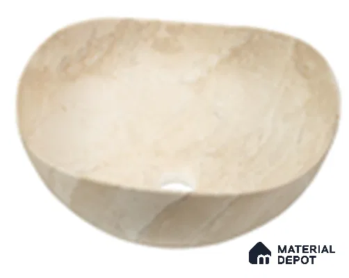 Veyora Sink BS 00166 Dune Marble 381 x 381 mm Circular Ceramic Matte Finish Designer Basin | Suitable For Bathroom, Vanity & Utility Areas