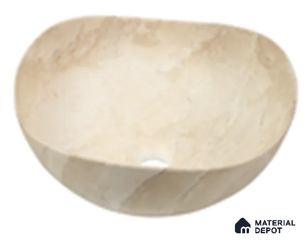 Veyora Sink BS 00166 Dune Marble 381 x 381 mm Circular Ceramic Matte Finish Designer Basin | Suitable For Bathroom, Vanity & Utility Areas