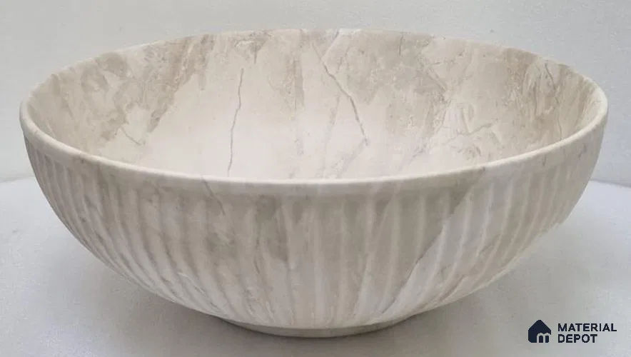 Veyora Sink BS 00165 Dune Flute 381 x 381 mm Circular Ceramic Matte Finish Designer Basin | Suitable For Bathroom, Vanity & Utility Areas